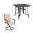 5 Piece Patio Dining Set, Outdoor Dining Table And Chairs Set For 4, 4 Swivel Chairs, 1 Iron Square Table With Adjustable Umbrella Hole (1.57"-1.97"), Patio Furniture Set For Deck, Backyard, Lawn, Poolside, Brown/gray/blue-109315613