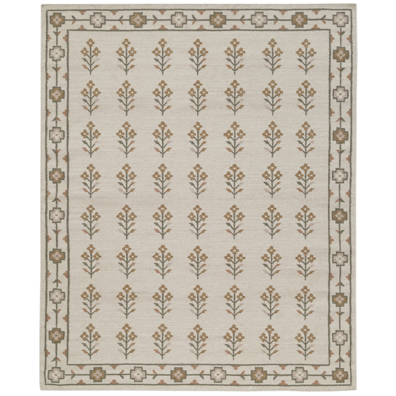 Heidi Flatweave Floral Wool Rug, Ivory, 8'9x11'9