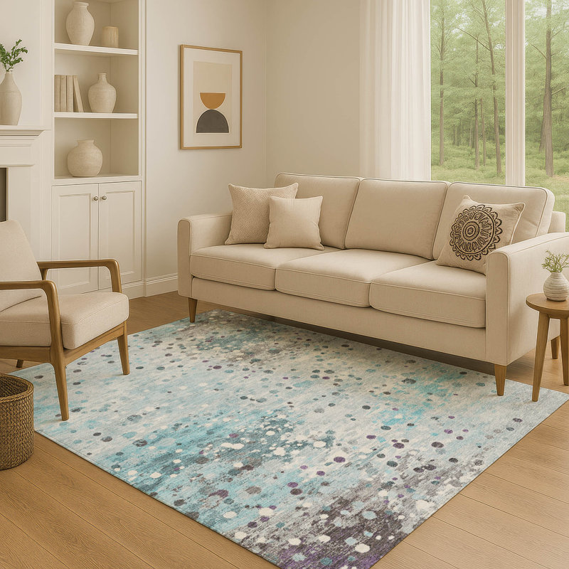 Tapis abstrait lavable à la machine Premium Premium Ansley, Rectangle 10 pi x 14 pi