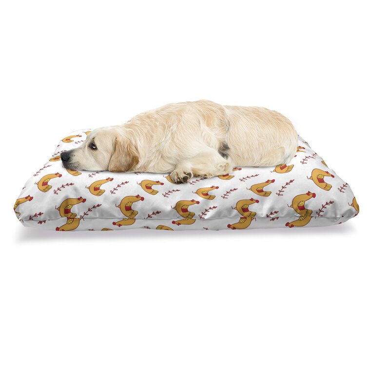 Bless international Ambesonne Hen Pet Bed, Continuous Pattern Of Doodle  Chicken And Leafy Branch, Chew Resistant Pad For Dogs And Cats Cushion With  Removable Cover, 24