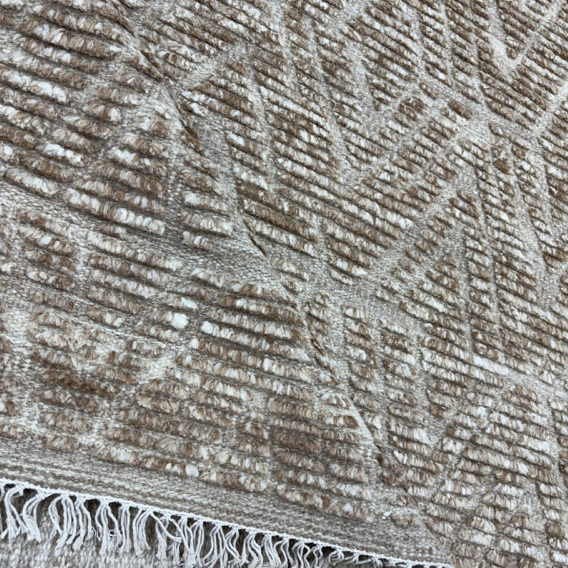 Hand Knotted Wool Geometric Rug, Rectangle 5' x 8'