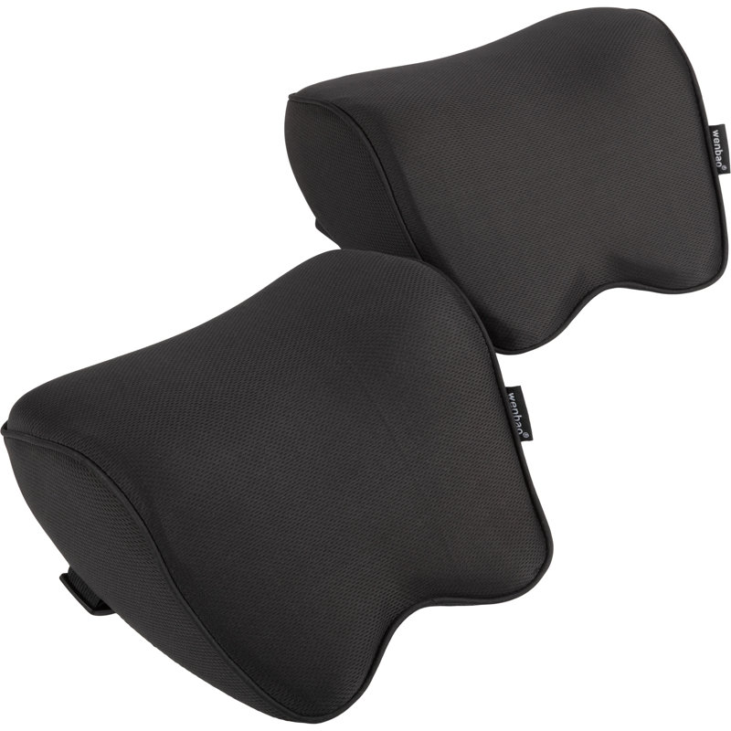 Stalwart 2-Pack Car Headrest Pillow - Breathable Memory Foam Car Neck Pillow Set with Adjustable Straps - Car Pillows for Driving