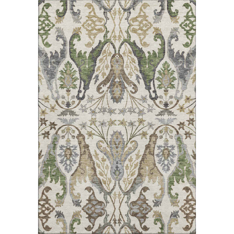 Premium Machine Washable Gurubaksh AMF1153 Global Rug, Rectangle 10 pi x 14 pi