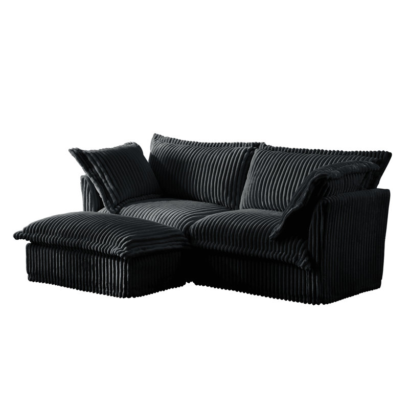Canapé modulaire convertible 2 places avec housse, velours côtelé gris, housses de coussin amovibles, coussins moelleux, sièges confortables, design naturel, combinaisons, housse amovible de haute qualité, profond