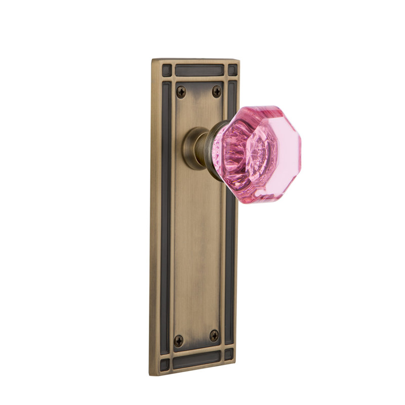 Plaque de mission avec bouton de porte rose Waldorf, Laiton antique, 2 3/4 po