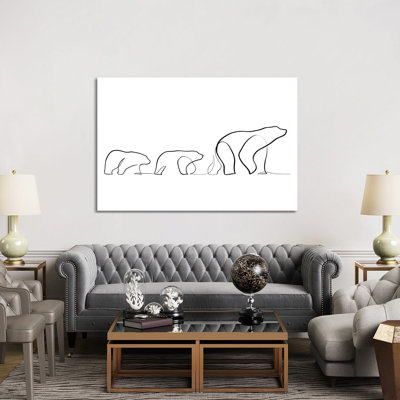 " One Line Polar Bears " Print