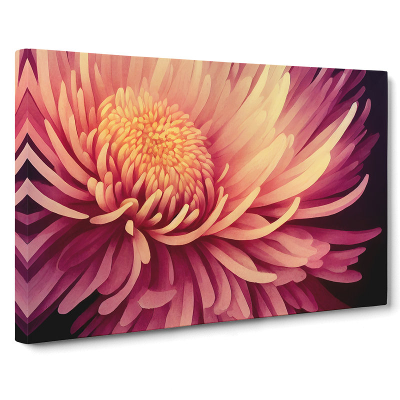 Contemporary Chrysanthemum Flower - Wrapped Canvas, 35cm H x 50cm W x 3cm D
