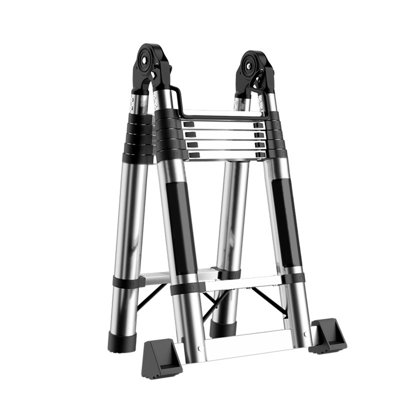 Telescoping Ladder,12.5 Ft Aluminum Lightweight Extension Ladder With 2 Triangle Stabilizers, Heavy Duty 330lbs Max Capacity, Multi-purpose Collapsible Ladder