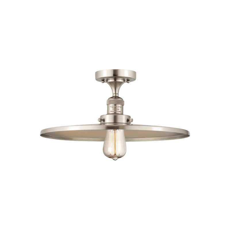 Plafonnier semi-encastré Rouvin, Nickel satiné brossé, Nickel satiné brossé, H 6 po x l 16 po x P 16 po