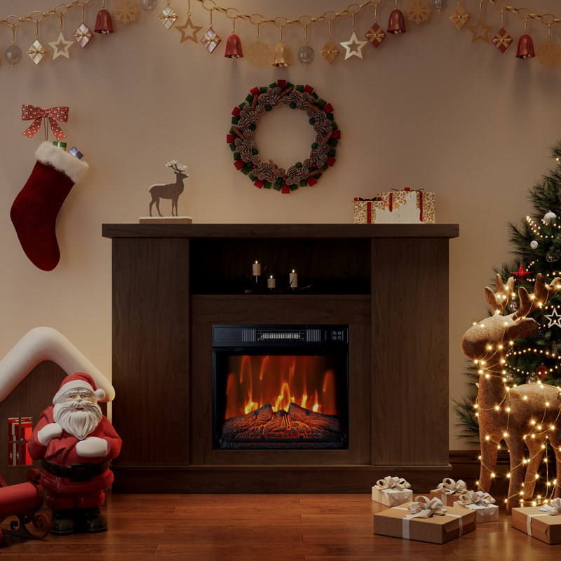 47.2"W TV Stand Electric Fireplace With Mantel
