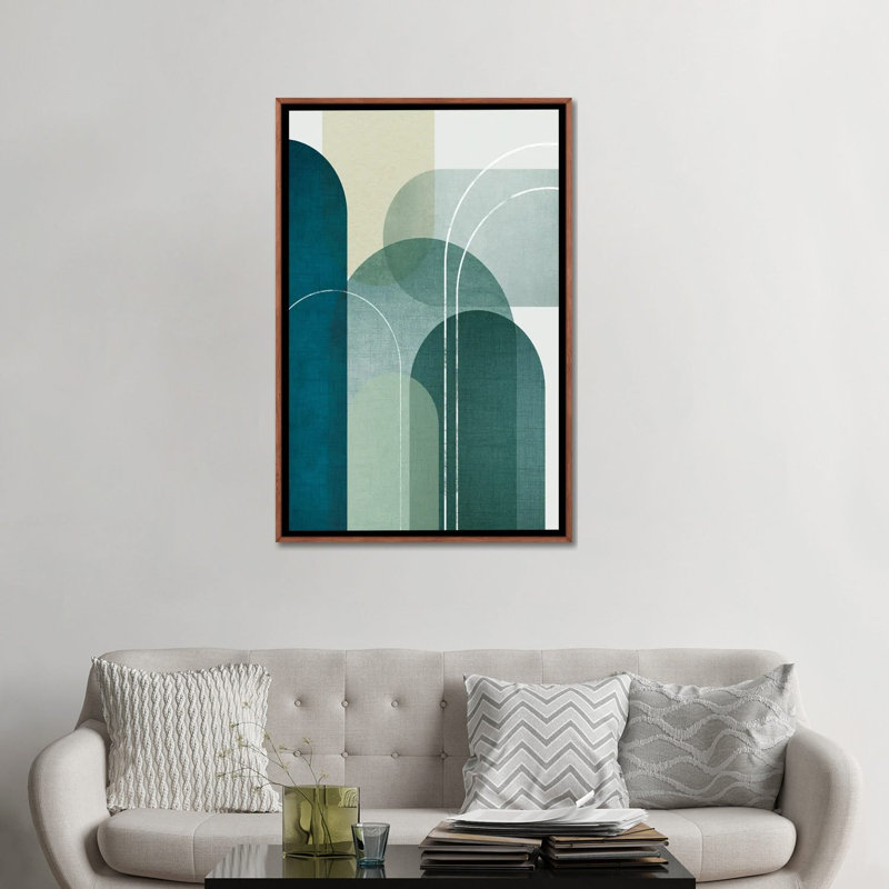 Green Linen Mountains II - reproduction d'art murale - toile encadrée, 48 po x 32 po, Toile avec cadre, Brun