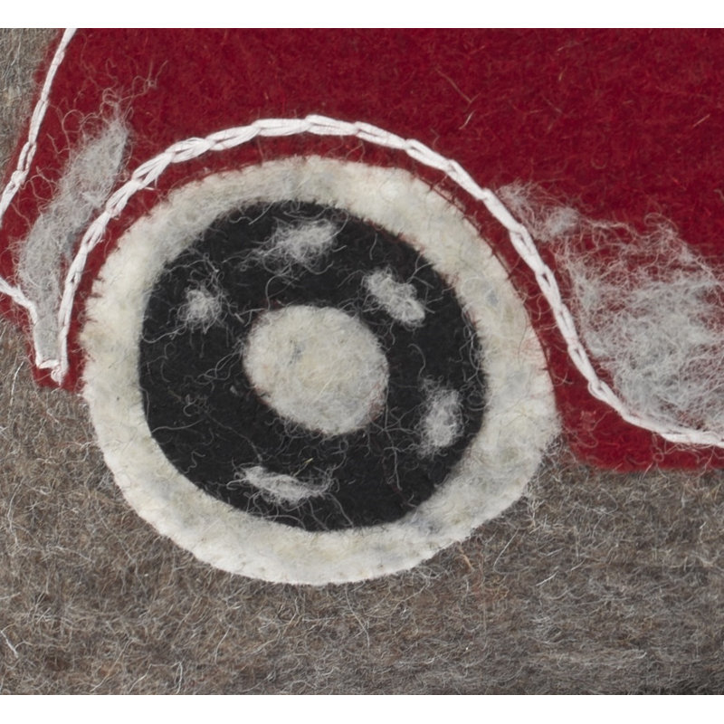 Coussin de Noël en laine feutrée à la main - voiture avec arbre sur fond gris - 20 po