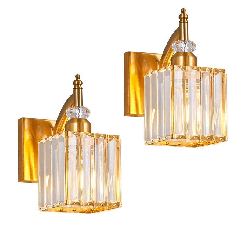 Luminaires de salle de bain en cristal - Luminaires de salle de bain modernes sur miroir, Doré, Une lumière, 2 Packs