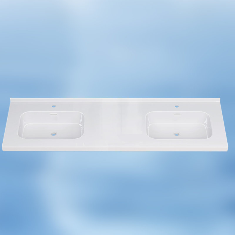 72 po X P 22 po D Comptoir de salle de bain rectangulaire à surface solide avec comptoir de salle de bain blanc