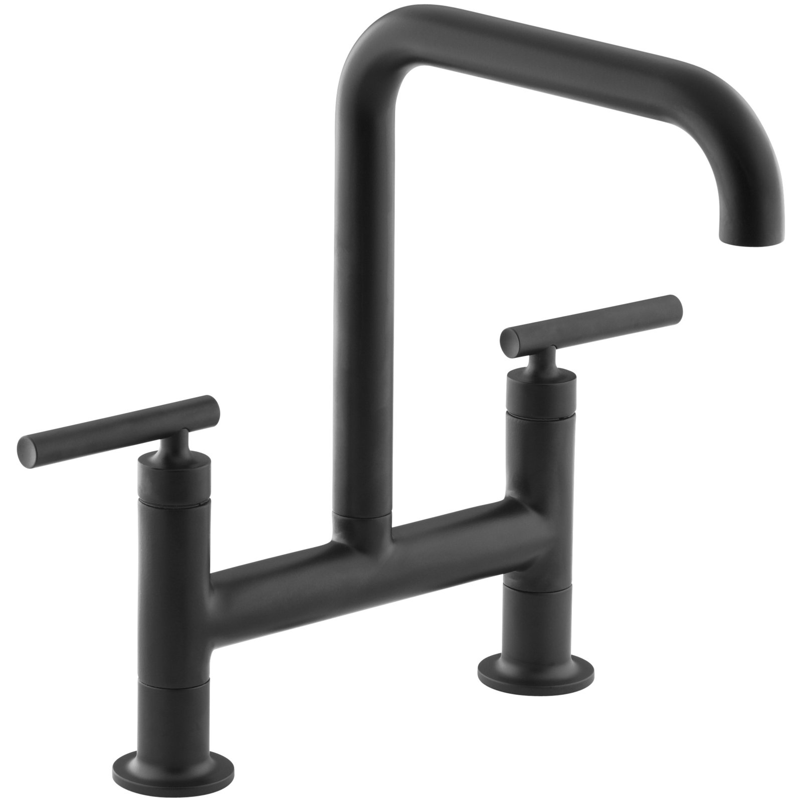 Purist Two-Hole Deck-Mount Bridge Kitchen Sink Faucet, Matte Black