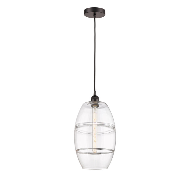 Mini-luminaire suspendu 1 lumière Edison Bettylou-616-G557, H 18,5 po x l 10 po x P 10 po, Transparent, Bronze huilé