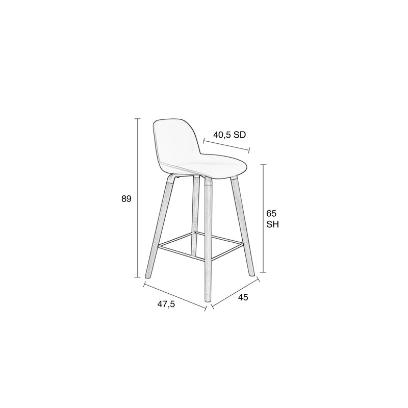 Albert Kuip Counter & Bar Stool, Counter Stool (26" Seat Height), White