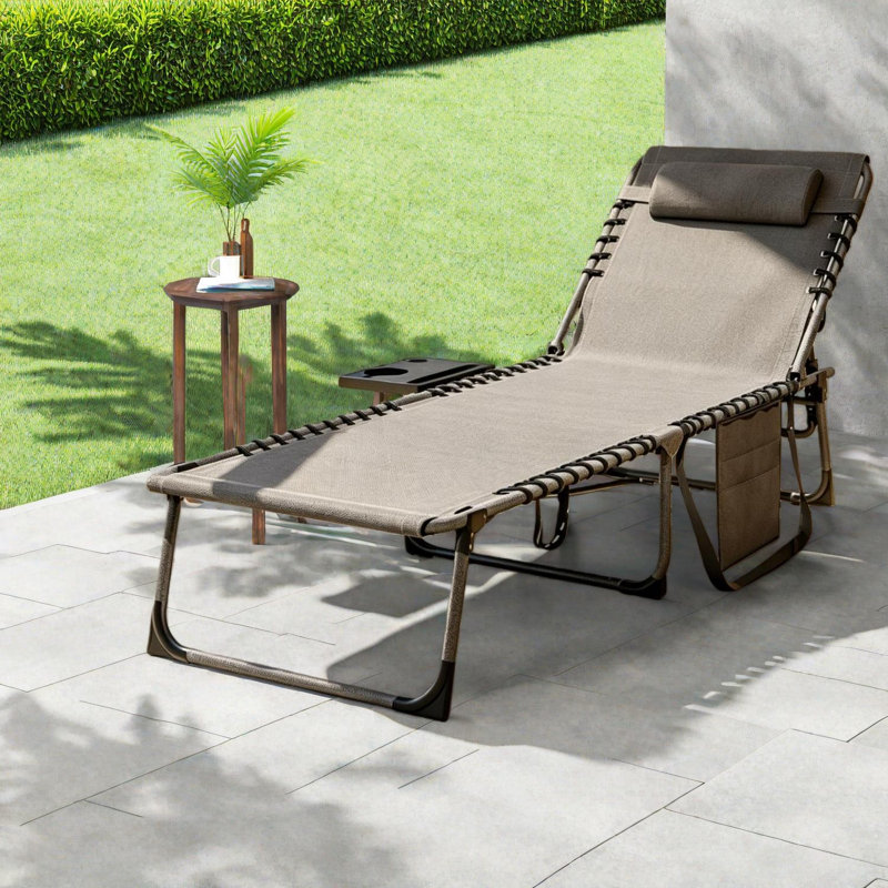 Méridiennes de patio réglables, chaise longue d'extérieur portative en acier