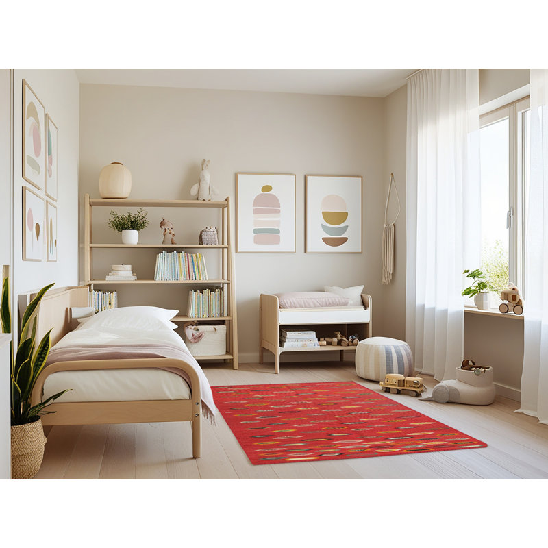 Tapis de zone rouge contemporaine, Rectangle 4 pi x 6 pi