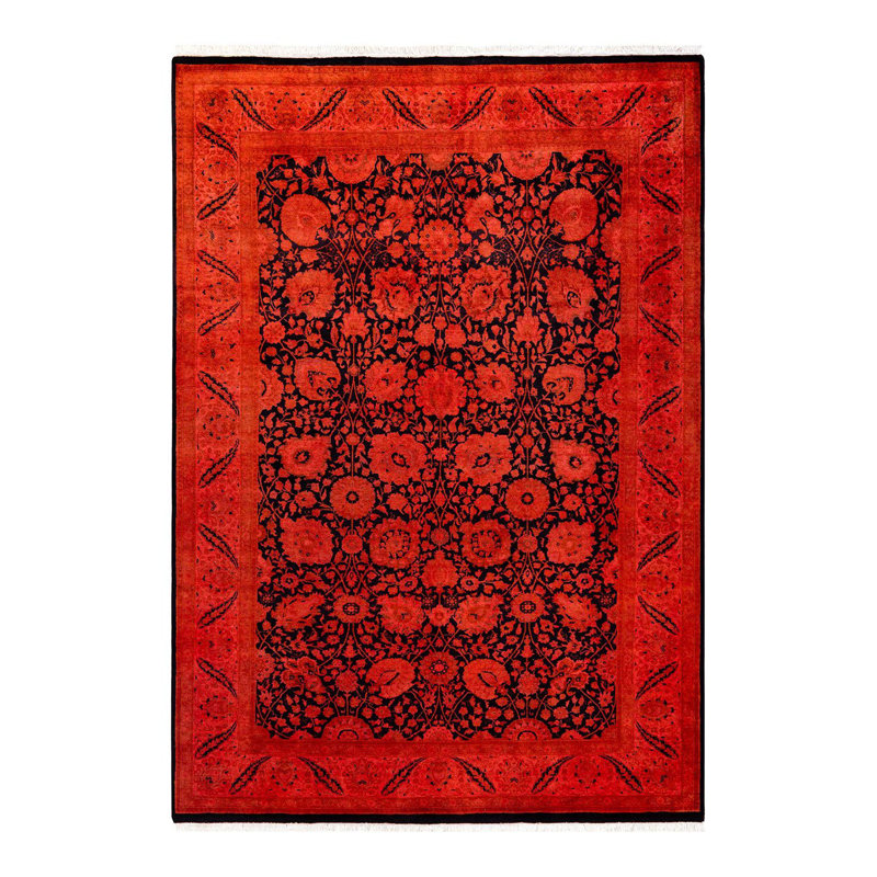Tapis orange noué à la main de conception unique Holsworth