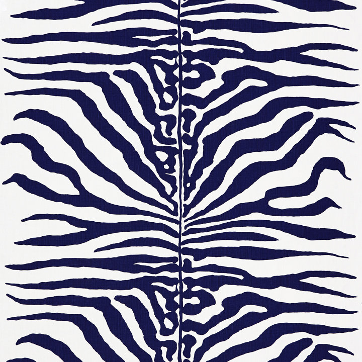 Tissu zébré Jardin, Bleu marine