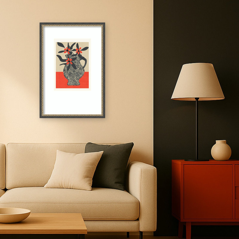 «Modern Bloom» par Flow Line, impression sur bois encadrée, 17 x 25, Matinée bronze noir