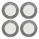 Lenox Gingham Black Dinner Plates, Set of 4
