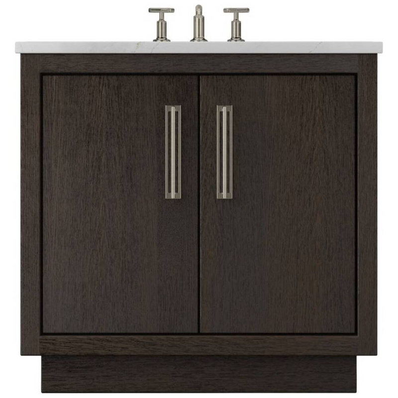 Meuble-lavabo simple Avalon, Brun intense, Nickel satiné, 42"
