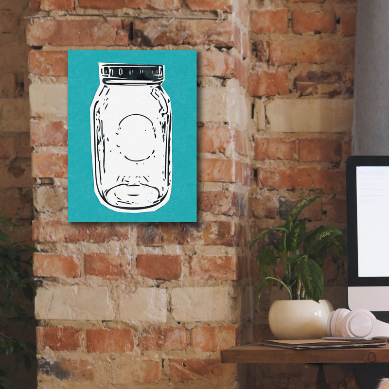 «Pop Art Mason Jar Blue» par Linda Woods, art mural sur toile, H 16 po x l 12 po x P 0,75 po