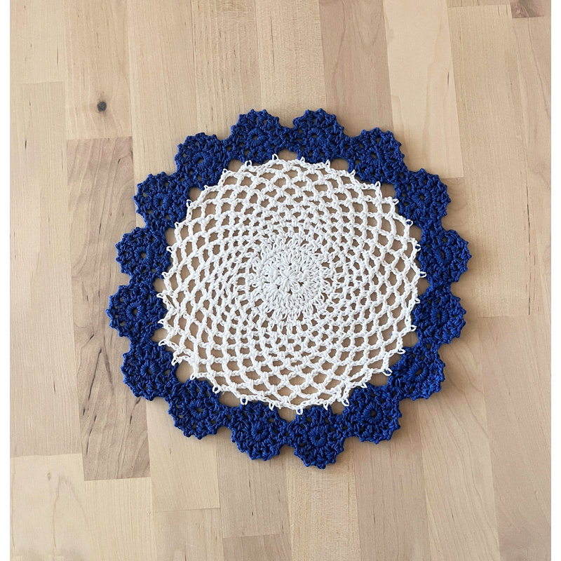 Accessoire de table en coton Farlee, Bleu marine