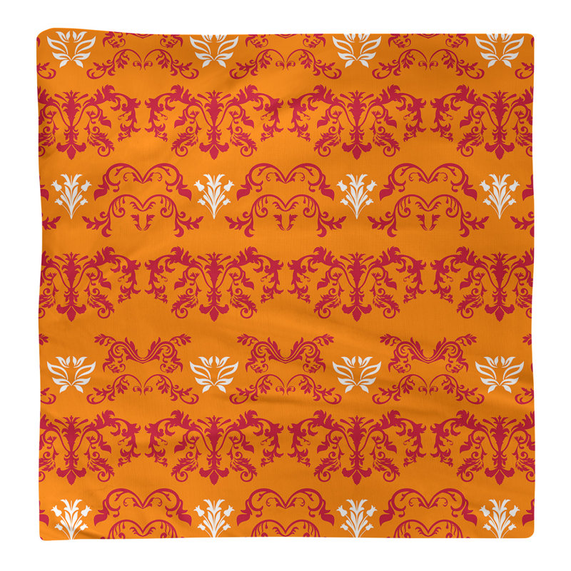 Damask Square Napkin, Red/Orange/White, Cotton, 10" W x 10" L