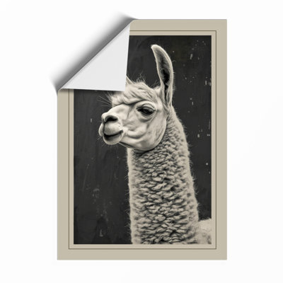 Alpaca Portrait Japandi - Framed Print