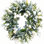 Couronne de tulipe blanche artificielle de 19,7 pouces, couronne de fleurs d'eucalyptus pour la porte d'entrée, couronne de bienvenue toutes saisons pour porche de fenêtre murale pour la maison