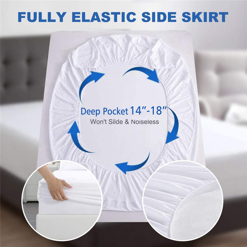 Twin White Polyester Waterproof Mattress Protector