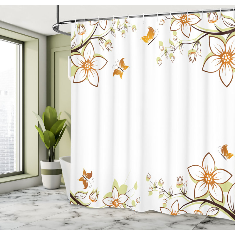  Rideau de douche Leaves Branches Buds, H 75 po x l 69 po