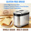 Machine à pain intelligente 27-en-1 avec cycle programmable fait maison et réglage sans gluten, machine à pain 2L 1,5LB 1LB avec minuterie à retardement, machine à pain de blé entier avec recettes, corps en acier inoxydable 