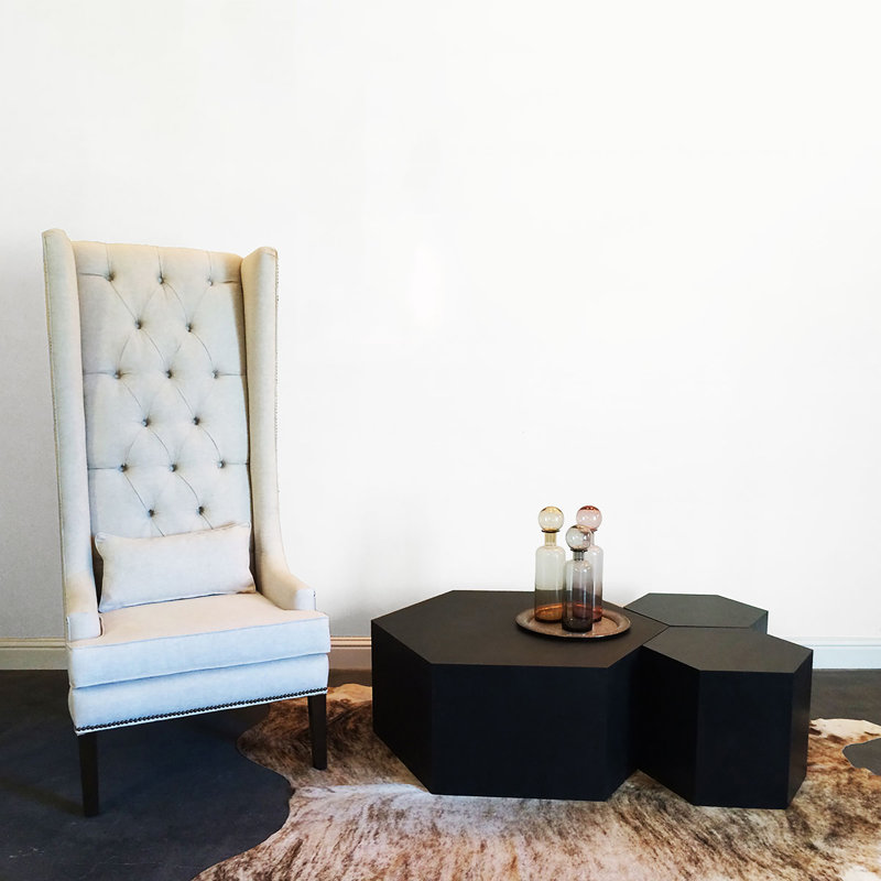 Coffee Table, Matte Black, 16" H x 40" L x 34.6" W