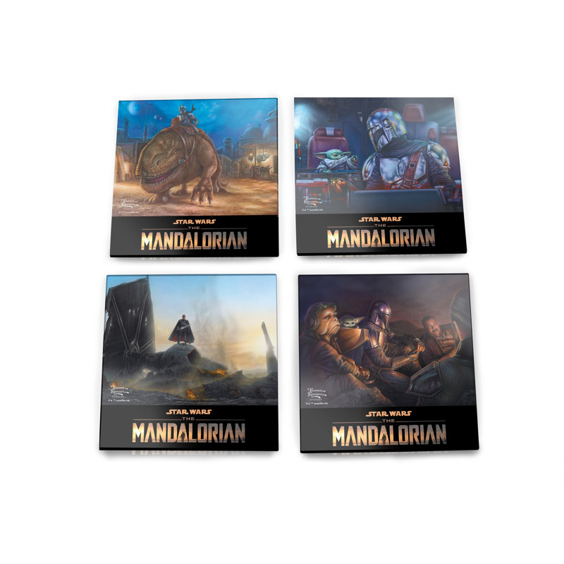 (Symboles) Ensemble de sous-verres en verre Starfire, Star Wars / The Mandalorian Collection 2