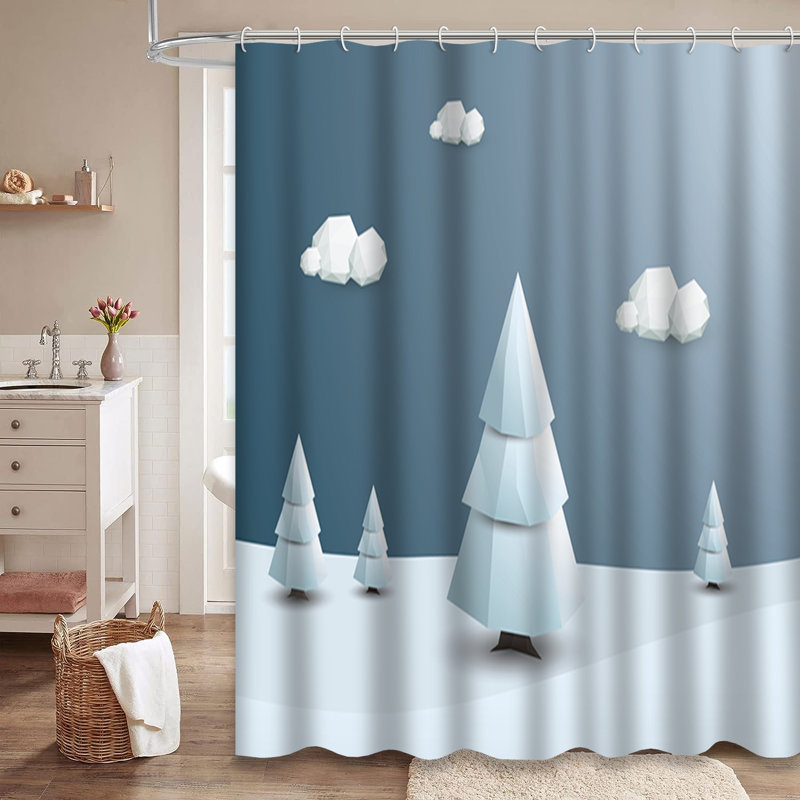 Rideau de douche avec 12 crochets Winter Landscape, L 72 po x l 84 po