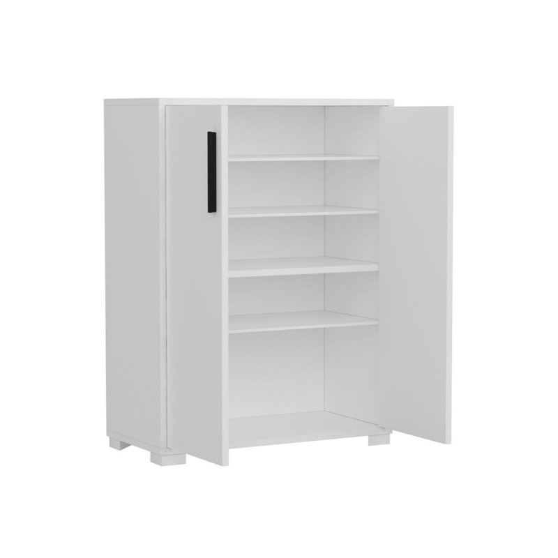 Modern Shoe Cabinet, White, 28.3 x 38.2 x 13.8 inches | 100% Melamine Coated Particle Board, Thickness: 0.7 inches | Stylish Storage Solution for Entryway & Hallway, Durable Design, Space-Saving & Elegant Organization
