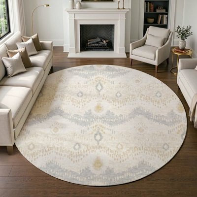 Tapis Shuana ACN3074 Ikat lavable à la machine pour intérieur/extérieur