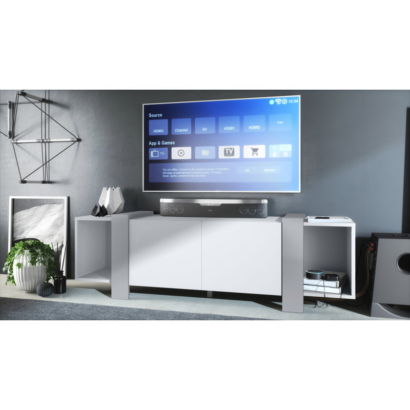 Abdas TV Stand for TVs up to 60", Light Grey Silk Matt