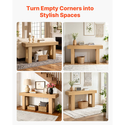 Console de 63 po, bureau de ferme derrière le canapé, bureau d'entrée rectangulaire en bois, support de table de canapé long et étroit pour couloir, chambre à coucher, salon, vestibule, assemblage facile, brun