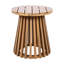  Table d'appoint ronde ronde en bois d'acacia, table d'appoint à base de piédestal à lattes pour patio et balcon, teck clair-206085929