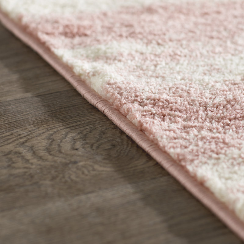 Tapis performance abstrait Shelva, Rose/Cream, Carré 8 pi