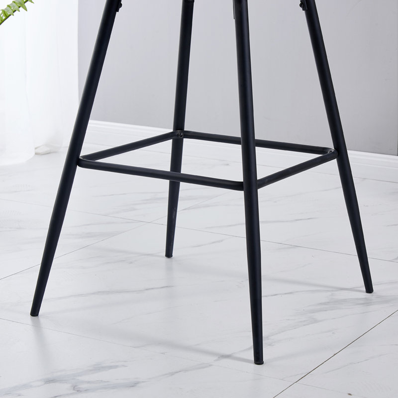 Saarrah 68cm Upholstered Bar Stool with Arm, Velvet Green