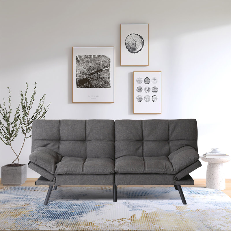 Canapé-lit rembourré de 71 po Debara, Mélange de polyester gris