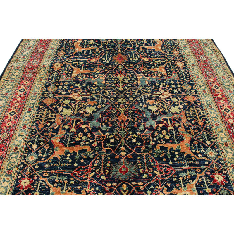 8x10 Navy and Multicolor Anatolian Traditional Rug