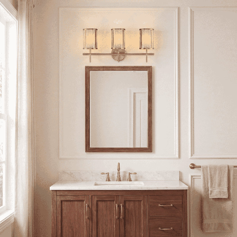 Éclairage pour salle de bain 4 lumières Keyoshia en laiton chaud, H 10,25 po x l 33,75 po x P 33,75 po, Quatre lumières