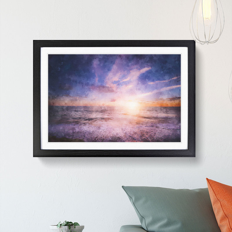 Beach In San Diego California - Picture Frame Painting, Black, 62cm H x 87cm W x 2cm D